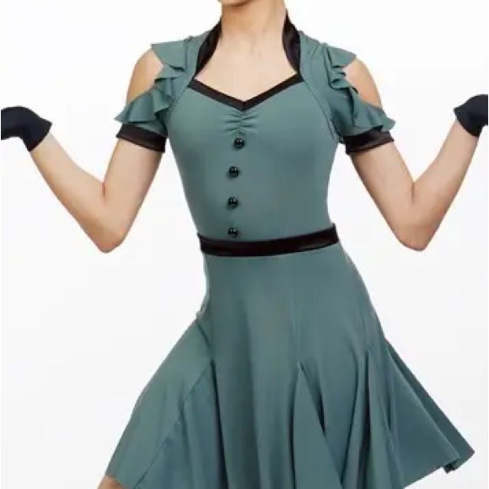 WEISSMAN Dance Costume sage green leotard dress It Don’t Mean A Thing 10215 LC